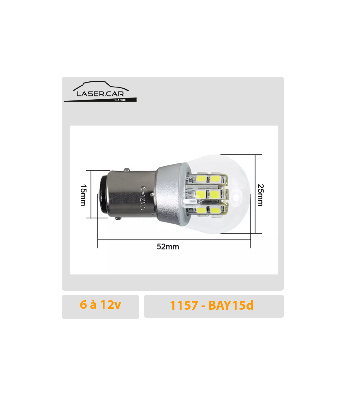 AMPOULE 45 LED CERAMIC-S® BAY15D P21/5W 1157 12V. Pour Auto, Moto, Quad,  veilleuse, stop, feux de jour.