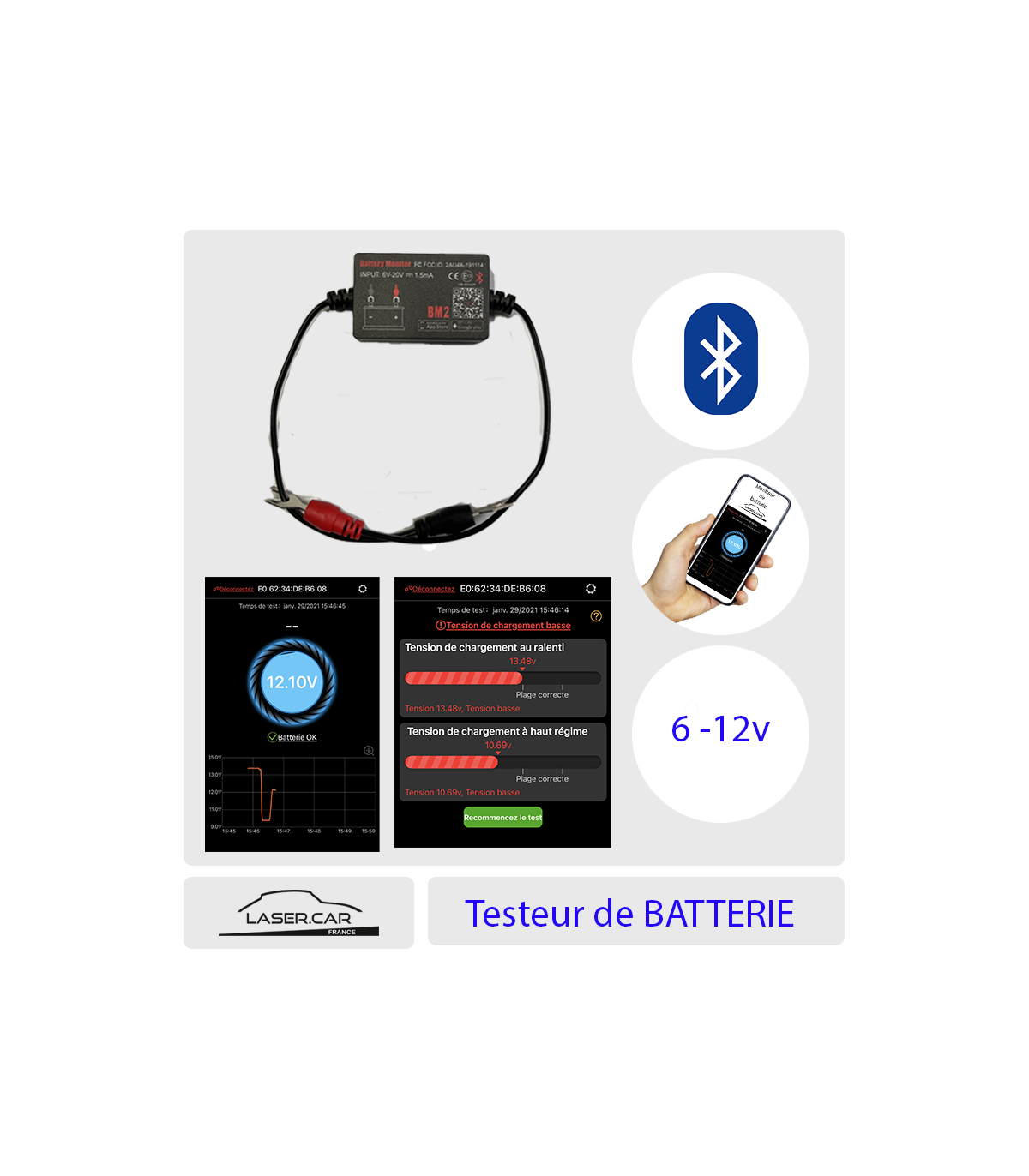Moniteur De Batterie 100 A, Contrôle De Téléphone Portable Test En