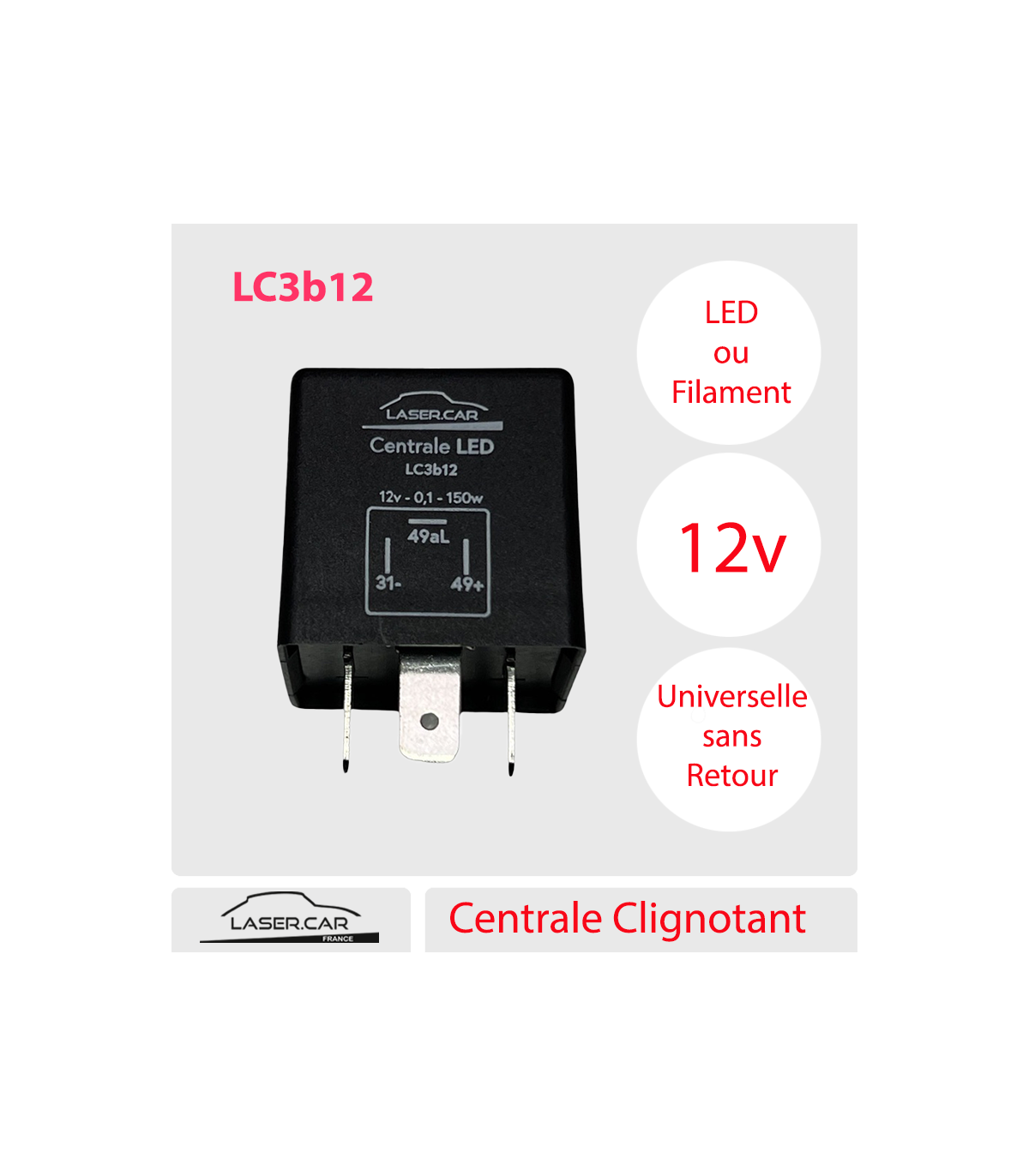 Fyydes 12V 24V 3-PIN Réglable LED Clignotant Relais Clignotants Clignotant  pour Moto Automobile, LED Clignotant Relais, Clignotant Réglable 