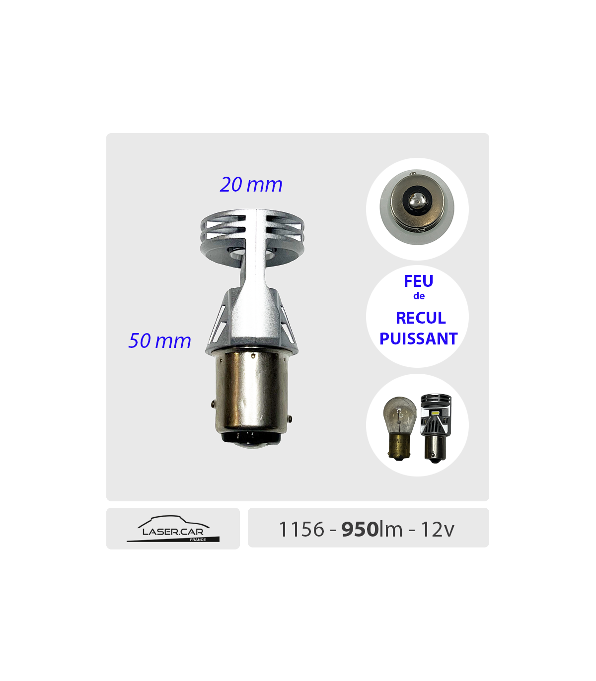 Ampoule antibrouillard LED sans fil, feux de recul DRL diurnes, contrôle  sans fil, RVB 1156 BA15S