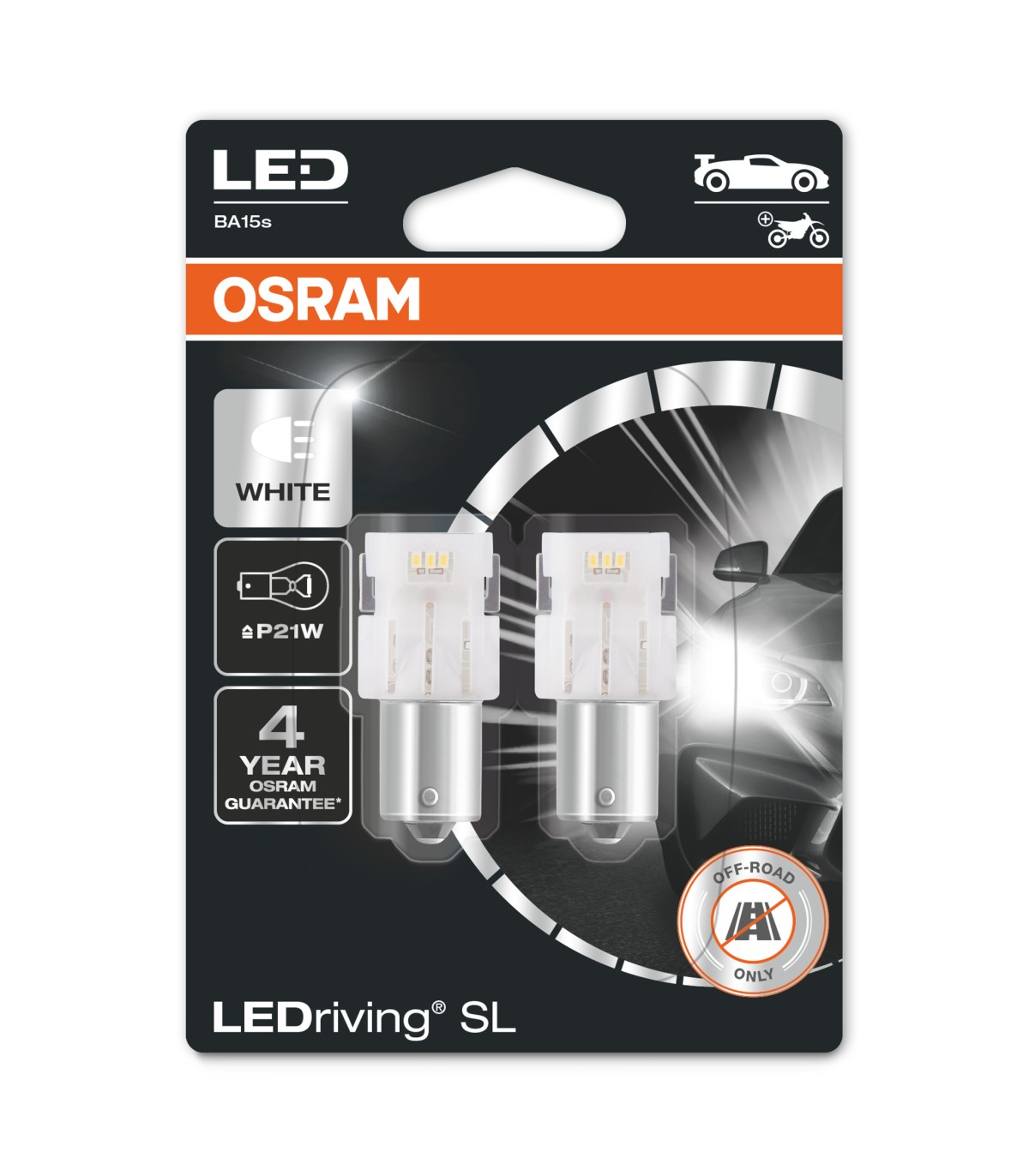 OSRAM 7506 P21W – feux de signalisation de recul, ampoules de frein  automatique d'origine 12V S25 21W, Bases métalliques Standard (10 pièces)
