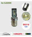 BA21d LED 12v  -3 Ergots - sans Modifications, Série 3x-Classic